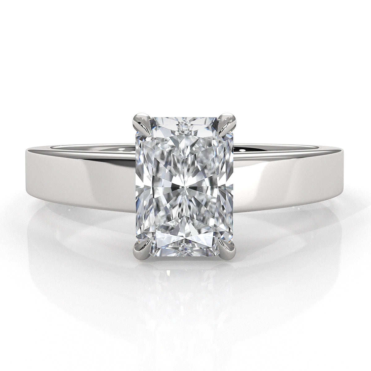 3.5mm Cathedral Style Flat Edge Solitaire Lab Grown Diamond IGI Certified Engagement Ring 4g Setting 1.00 Ctw.